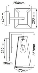 Kichler KL-DELISON-M-RZ - Applique da esterno DELISON 1xE27/60W/230V IP44