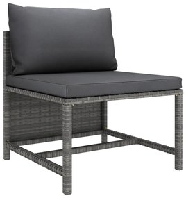 Set Divani da Giardino 6 pz con Cuscini in Polyrattan Grigio