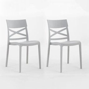 Sedia da giardino London Cross NEW GARDEN grigio, set da 2 pezzi