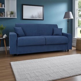 Divano letto sfoderabile 3 posti tessuto Blu con materasso - ROLEN