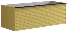 Mobile da bagno sotto lavabo Pixel stripes giallo laccato opaco L 120 x H 40 x P 45.5 cm 2 cassetti, lavabo non incluso