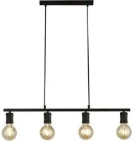 Lampadario Industrial-Nordico Danza Acciaio Nero 4 Luci E27