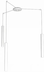 Round tube sospensione 3 luci bianco cavo cm.250 con base 1174-s3-bi