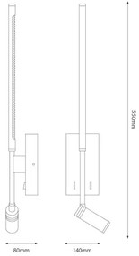 LED Lampada da parete TORCH LED/6W/230V + LED/3W nera