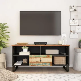 Mobile Tv 100x33x46cm Legno Massello Recupero Legno Multistrato /