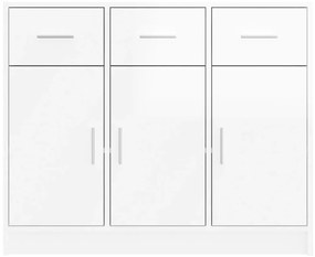 Credenza bianco lucido 91x28x75 cm in legno multistrato