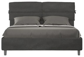 Letto imbottito Matrimoniale 160x190 cm Nandy - Senza rete,Microfibra,Grigio