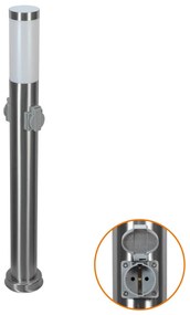 Paletto da giardino con Doppia Presa Corrente 80cm Acciaio Inox E27 Colore Inox