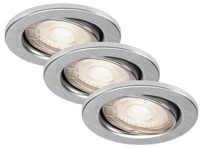 Set 3 Faretti Incasso Sten Metallo Cromo 3 Luci Gu10 3000K