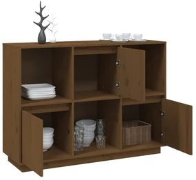 Credenza miele 110,5x35x80 cm in legno massello di pino