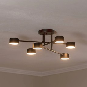 EMIBIG LIGHTING Plafoniera Modus 6, acciaio, 6 luci, GX53, nero