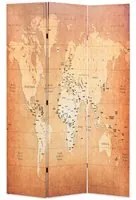 Paravento Pieghevole 120x170 cm Stampa Mappa del Mondo Giallo cod mxl 66087