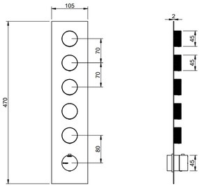 Treemme 22mm Miscelatore doccia termostatico senza parte incasso 5 uscite inox satinato