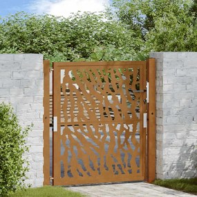 Cancello Da Giardino 105x105 Cm Acciaio Corten Design A Traccia /