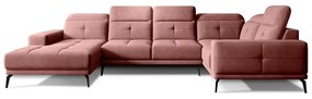 Divano angolare rosa (con penisola a destra/a U) e rivestimento in velluto Neviro – ELTAP