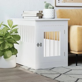 Gabbia Cani Da Arredamento Bianca 55x75x65cm Legno Multistrato /