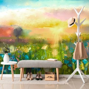 Carta da parati – Pittura ad olio di fiori di campo