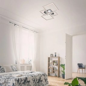 Plafoniera LED Frame argento IP20 cct da bianco caldo al bianco neutro, 4000 lumen BRILONER