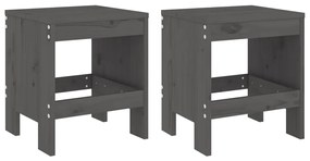 Set da bistrot da giardino 3pz grigio in legno massello di pino