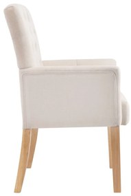 Sedie da pranzo con braccioli 4 pz beige in tessuto