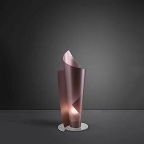 Lampada Da Tavolo Moderna A 1 Luce Vela In Polilux Rosa Metallico H70 Made In Italy