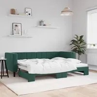 Divano Letto con Letto Estraibile Verde Scuro 80x200cm Velluto 3196686