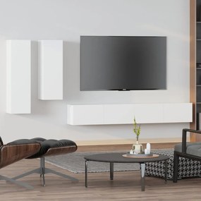 Set di mobili porta tv 4 pz bianco in legno multistrato