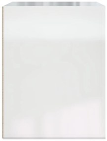 Comodino a Muro Bianco Lucido 50x36x47 cm