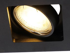 Set di 6 faretti da incasso neri rettangolari a 2 luci - Qure