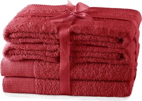 Set di asciugamani per viso e corpo tipo terry rossi in cotone 6 pz Amari – Restilo