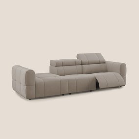 Giotto Divano con terminale e opzione relax elettrico in microfibra effetto velluto impermeabile T09 tortora
