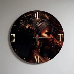 Orologio da parete rotondo D65 cm in vetro temperato ritratto afro