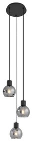 Lampadario Art Déco nero con vetro fumé rotondo 3 luci - VIDRO