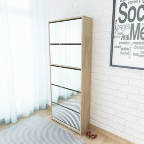 Scarpiera A 5 Strati Con Specchio Rovere 63x17x169,5 Cm /