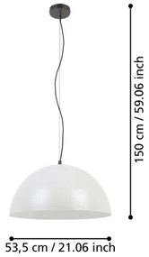 Eglo 900697 - Lampadario a sospensione con filo GAETANO 1xE27/40W/230V grigio