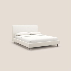 Dorotea letto imbottito con piedi in legno in morbido bouclé impermeabile T07 bianco