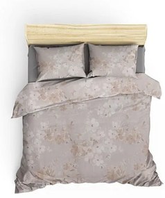 Biancheria da letto beige in cotone per letto matrimoniale/letto allungato con lenzuolo 200x220 cm Elena - Mijolnir