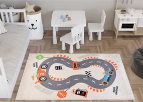 Tappeto da gioco per bambini color crema lavabile 100x160 cm Race Garage – Vitaus