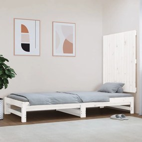 Testiera Da Parete Bianca 82,5x3x90cm İn Legno Massello Di Pino /