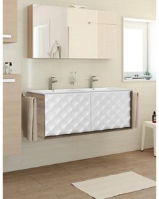 Mobile sottolavabo e lavabo Neo rovere nero/bianco L 120 x H 32 x P 48 cm 2 vasche 2 cassetti