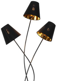 Piantana di design nera 3 luci oro - MELIS