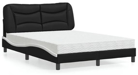 Letto Con Materasso Nero E Bianco 120x200 Cm İn Similpelle /