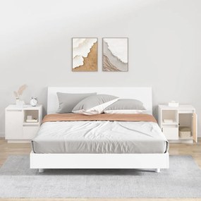 Comodini 2 Pz Bianco 50x34x50 Cm İn Legno Massello Di Pino /