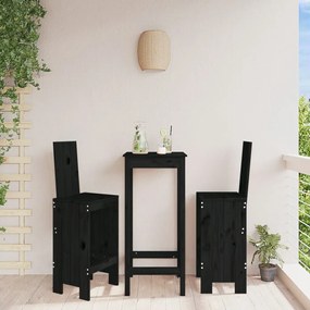 Sgabelli Da Bar 2pz Neri 40x42x120 Cm Legno Massello Pino /