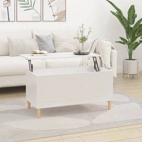 Tavolino Salotto Bianco Lucido 90x44,5x45 Cm Legno Multistrato /