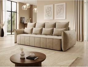 Divano marrone chiaro allungabile/con contenitore e rivestimento in velluto 242 cm Weltton – ELTAP