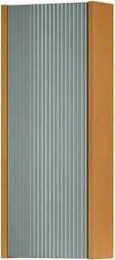 Pensile bagno Niwa cannettato laccato opaco senape con vetro verde timo, 1 anta P17 x L30 x H78.5 cm