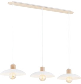 Sospensione Nordica Ishtar 3 Luci In Legno E Acciaio Bianco
