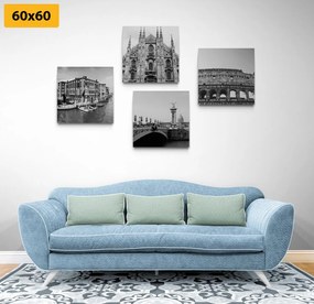 Set di quadri – Città storiche in bianco e nero