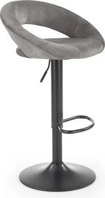 Sgabello da bar H-102 in velluto grigio